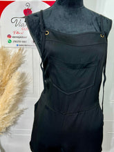 Load image into Gallery viewer, Tessa Harper Black or Natural Front Patch Pocket and Eyelet with Tie Detail Cami Romper