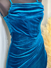 Load image into Gallery viewer, Jenny Hunter Green or Teal Velvet Spaghetti Strap Dress