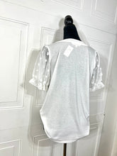Load image into Gallery viewer, Alexa White Swiss dot short sleeve puff sleeve top stretchy