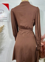 Load image into Gallery viewer, Melissa Brown Long Sleeve Flowy Surplice Dress