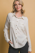 Load image into Gallery viewer, Karine Natural or Baby Pink Long Sleeve Tencel Button Down Top