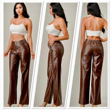 Load image into Gallery viewer, Rosalie Black or Brown Wide Leg PU Leather Pants