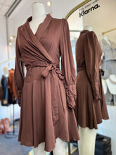 Load image into Gallery viewer, Melissa Brown Long Sleeve Flowy Surplice Dress
