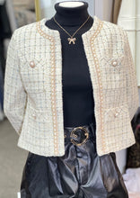 Load image into Gallery viewer, Yvette White/Gold 4 Pocket Knit Jacket