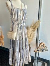 Load image into Gallery viewer, Stacey Navy Combo Linen Long Dress