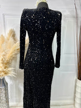 Load image into Gallery viewer, Gabriela Black Long Sleeve Sequence Dress