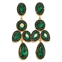 Load image into Gallery viewer, Rosegold Emerald or Gold Crystal Rhinestone Drop Dangle Fashion Earrings