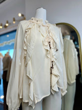 Load image into Gallery viewer, Justine Burgundy or Natural Ruffle Long Sleeve Top