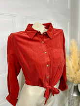 Load image into Gallery viewer, Elora Plus Rust Collared Front Tie Flannel