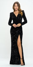 Load image into Gallery viewer, Gabriela Black Long Sleeve Sequence Dress