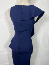 Load image into Gallery viewer, **CLEARANCE** Sasha Black or Navy Blue One Shoulder Ruffle Sleeveless Midi Dress