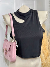 Load image into Gallery viewer, Genesis Black or White Ribbed Open Right Cut Out Tank Top
