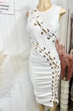 Load image into Gallery viewer, Denisse Ivory or Black Long Ribbed Lace Up Midi Dress