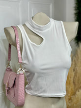 Load image into Gallery viewer, Genesis Black or White Ribbed Open Right Cut Out Tank Top