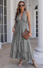 Load image into Gallery viewer, Yessenia Black and White Plaid Maxi Dress