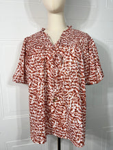 Load image into Gallery viewer, Ashley Rust Animal Print Stretchy Blouse