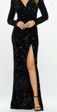 Load image into Gallery viewer, Gabriela Black Long Sleeve Sequence Dress