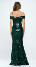 Load image into Gallery viewer, Roxanne Hunter or Black Off the Shoulder Sequins Dress with Adjustable Straps