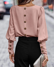 Load image into Gallery viewer, Bernadette Blush Back Buttoned Crewneck Top