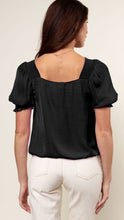 Load image into Gallery viewer, Charlotte Black Satin Stretchy Blouse