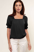 Load image into Gallery viewer, Charlotte Black Satin Stretchy Blouse