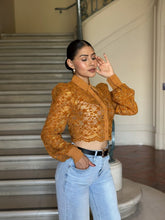 Load image into Gallery viewer, Lexy Navy or Copper Lae Cropped Button Up Collared Blouse