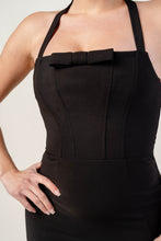 Load image into Gallery viewer, Camila Stretchy Woven Halter Neck Front Bow Dress