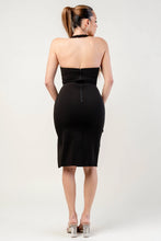 Load image into Gallery viewer, Camila Stretchy Woven Halter Neck Front Bow Dress