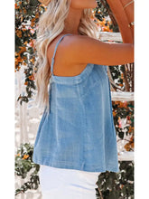 Load image into Gallery viewer, Clarise Denim Pleating Buttoned Tank