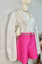 Load image into Gallery viewer, Eva Pink or White Rhinestone Detail Shorts