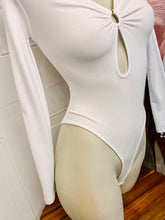 Load image into Gallery viewer, Brenda White Front Keyhole long Sleeve Bodysuit