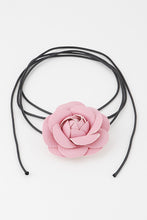 Load image into Gallery viewer, Penelope Pink or Silver Leather Rose Flower Wrap Choker Necklace