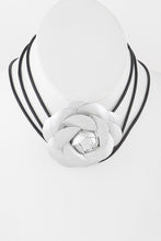 Load image into Gallery viewer, Penelope Pink or Silver Leather Rose Flower Wrap Choker Necklace