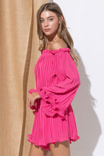 Load image into Gallery viewer, Felicia Black or Fuchsia Chiffon Pleated Ruffle Detail Romper