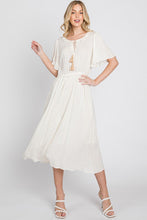Load image into Gallery viewer, Cleo Cream Polka Dot Frill Dress with Tassel Detail Tie
