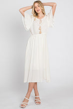 Load image into Gallery viewer, Cleo Cream Polka Dot Frill Dress with Tassel Detail Tie
