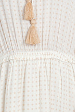 Load image into Gallery viewer, Cleo Cream Polka Dot Frill Dress with Tassel Detail Tie