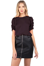 Load image into Gallery viewer, Alejandra Sangria Short Ruffled Sleeve Round Neck Blouse