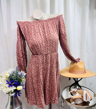 Load image into Gallery viewer, Vianney Darling Blush Sugar Honey/Rose Floral Print Off-the-Shoulder Dress