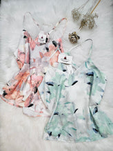 Load image into Gallery viewer, Kaline Blush, Mint Satin Floral V Neck Razor Back Cami