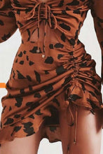 Load image into Gallery viewer, Bianca Rust/Black V Neck Loose Fit Rushing Dress