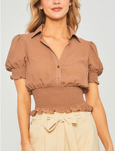 Load image into Gallery viewer, Cynthia Black and Cocoa Sheer Mocked Crop Tops