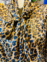 Load image into Gallery viewer, Leonella Leopard Print Long Sleeve Self Tie Blouse