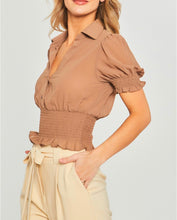 Load image into Gallery viewer, Cynthia Black and Cocoa Sheer Mocked Crop Tops