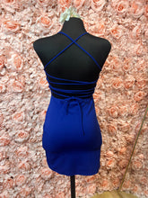 Load image into Gallery viewer, Sophie Royal Backless Mini Dress