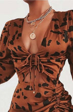 Load image into Gallery viewer, Bianca Rust/Black V Neck Loose Fit Rushing Dress