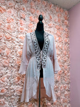 Load image into Gallery viewer, Clearance* Leilanie Natural, Pink, Light Blue Crotchet 3/4 Sleeve Cardigan