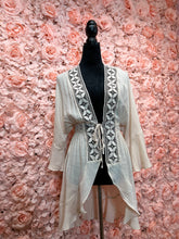 Load image into Gallery viewer, Clearance* Leilanie Natural, Pink, Light Blue Crotchet 3/4 Sleeve Cardigan