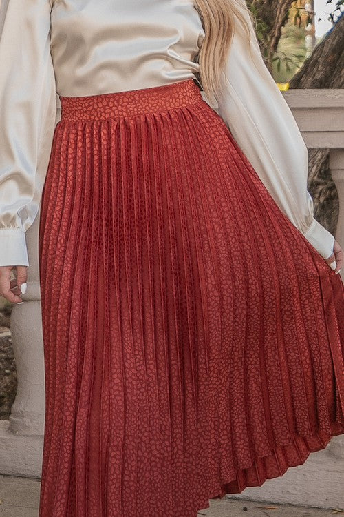 Monica Copper Midi Satin Pleated Skirt – Vianney's Closet