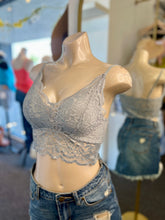 Load image into Gallery viewer, Leslie Black, Grey, and Nude Floral Lace Scalloped Bralette